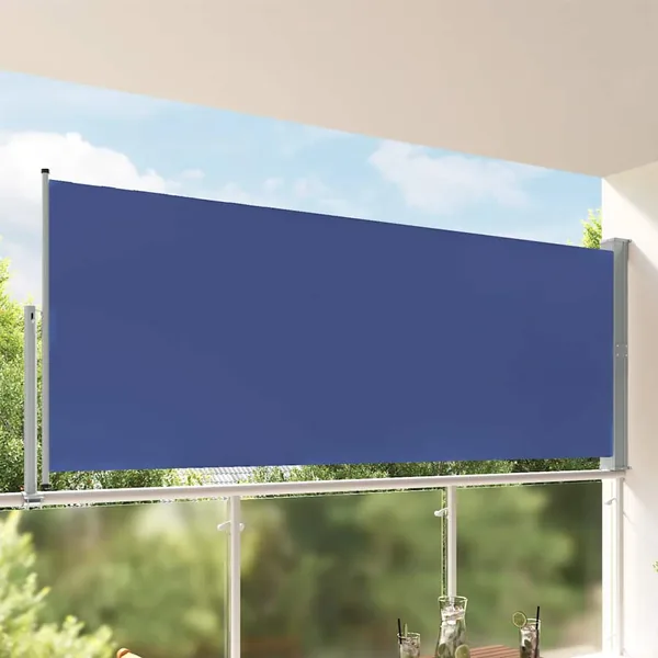 Auvent latéral rétractable de patio 140 x 300 cm Bleu