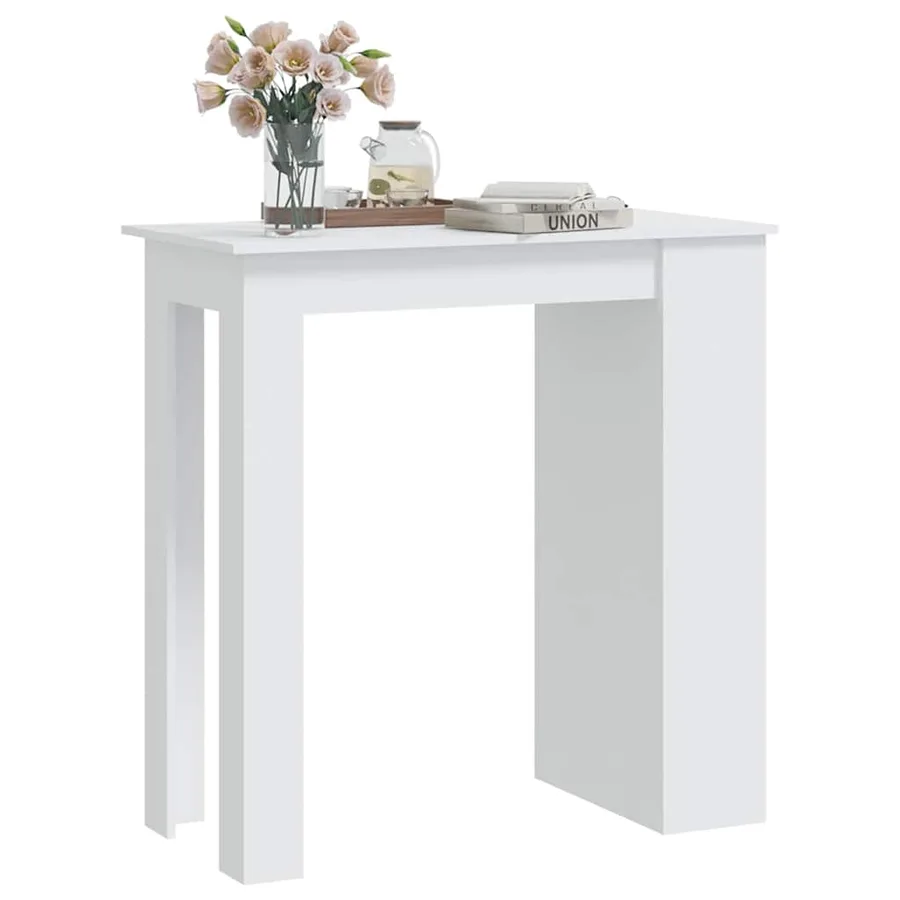 Table de bar rangement Blanc 102x50x103,5 cm Bois d'ingénierie - 4