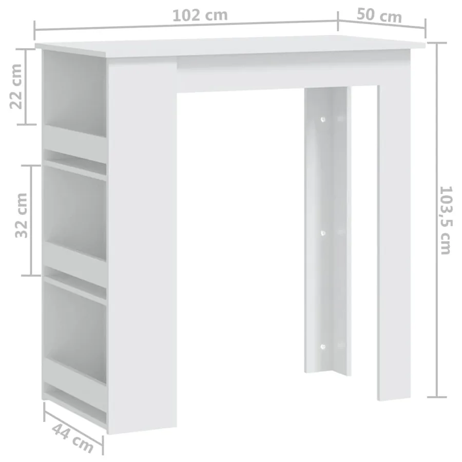 Table de bar rangement Blanc 102x50x103,5 cm Bois d'ingénierie - 7