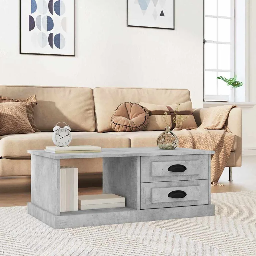 Table basse Gris béton 90x50x35 cm Bois d'ingénierie
