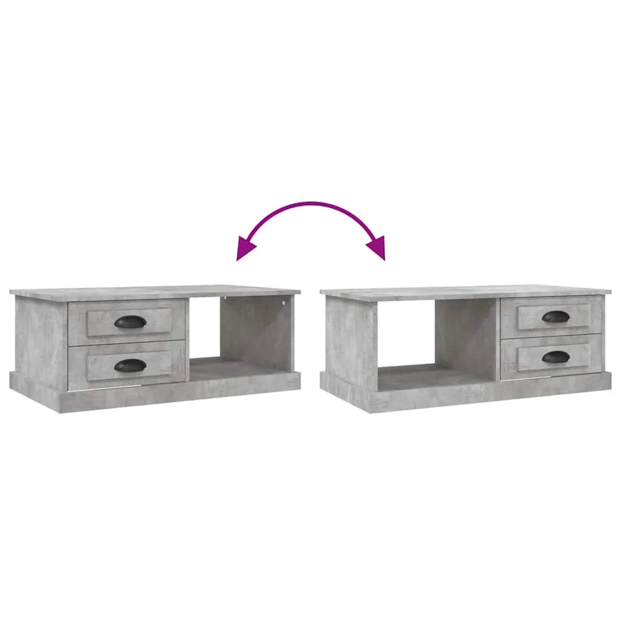 Table basse Gris béton 90x50x35 cm Bois d'ingénierie - 9