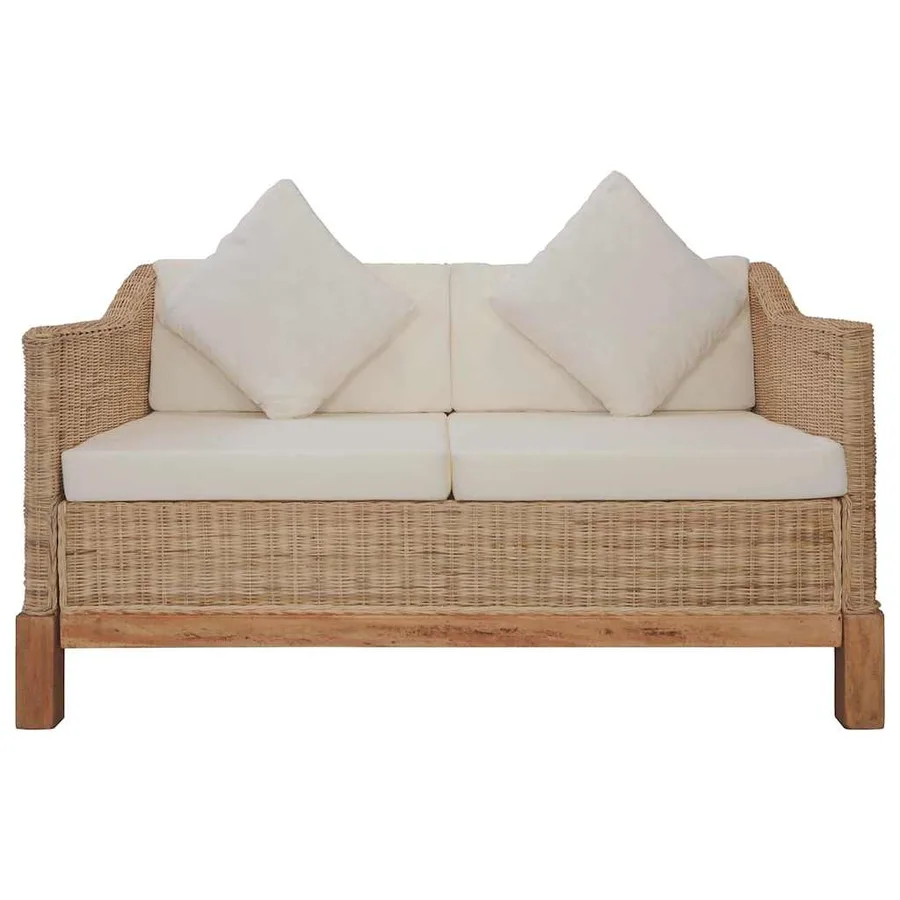 Ensemble de canapés 2 pcs avec coussins Rotin naturel - 3