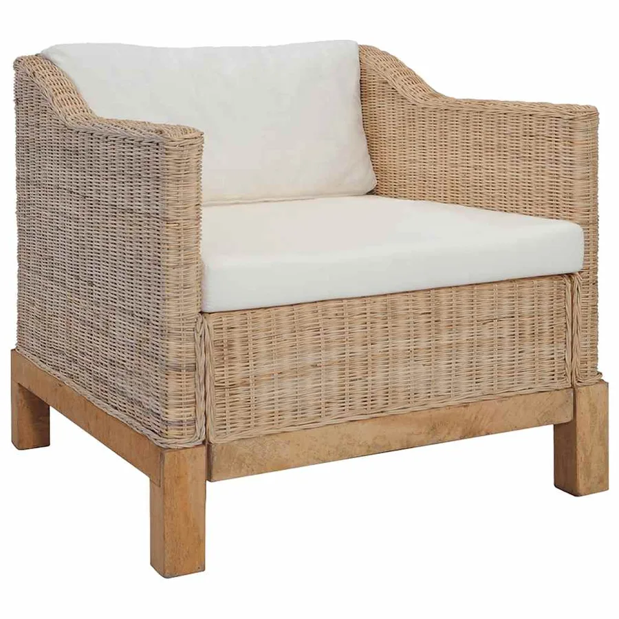 Ensemble de canapés 2 pcs avec coussins Rotin naturel - 4