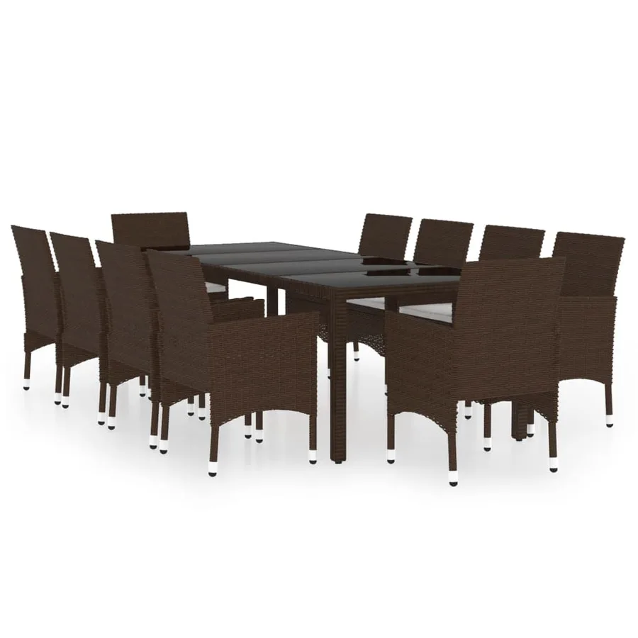 Ensemble à Manger de jardin 11pcs poly rotin et bois solide - 2