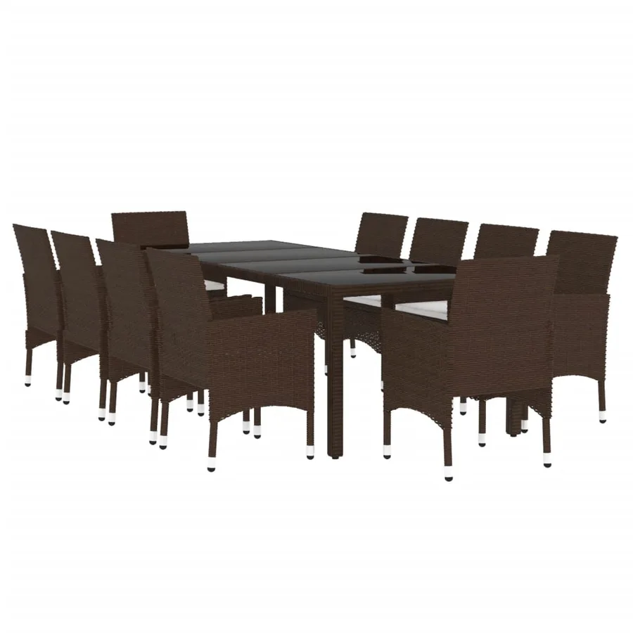 Ensemble à Manger de jardin 11pcs poly rotin et bois solide - 3