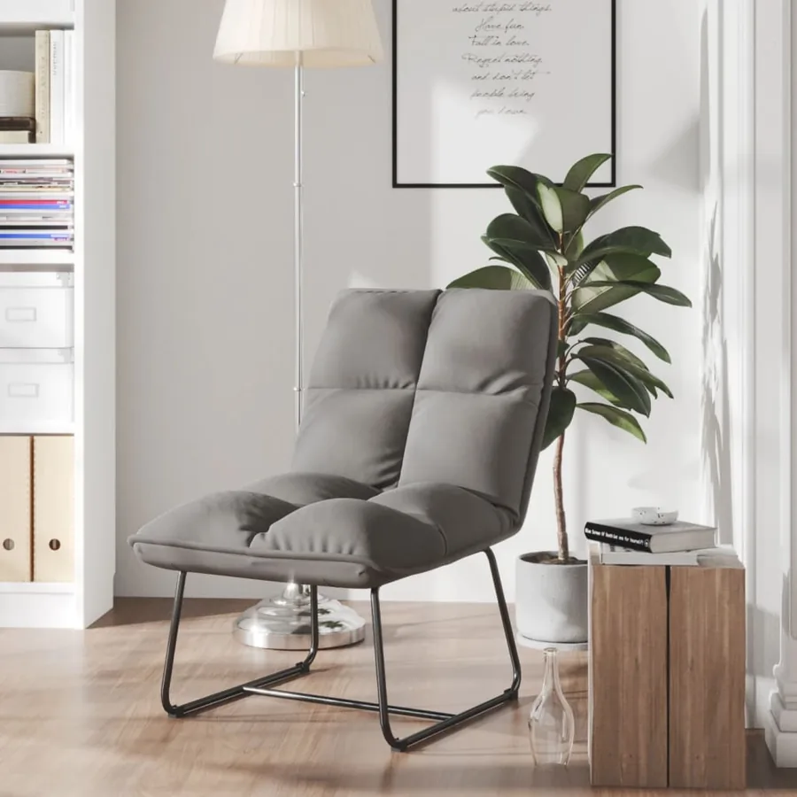 Chaise de détente avec cadre en métal Gris clair Velours