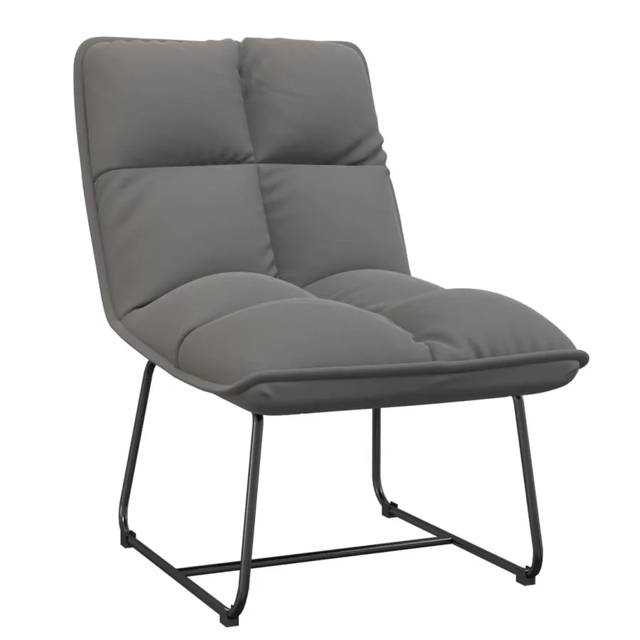 Chaise de détente avec cadre en métal Gris clair Velours - 2