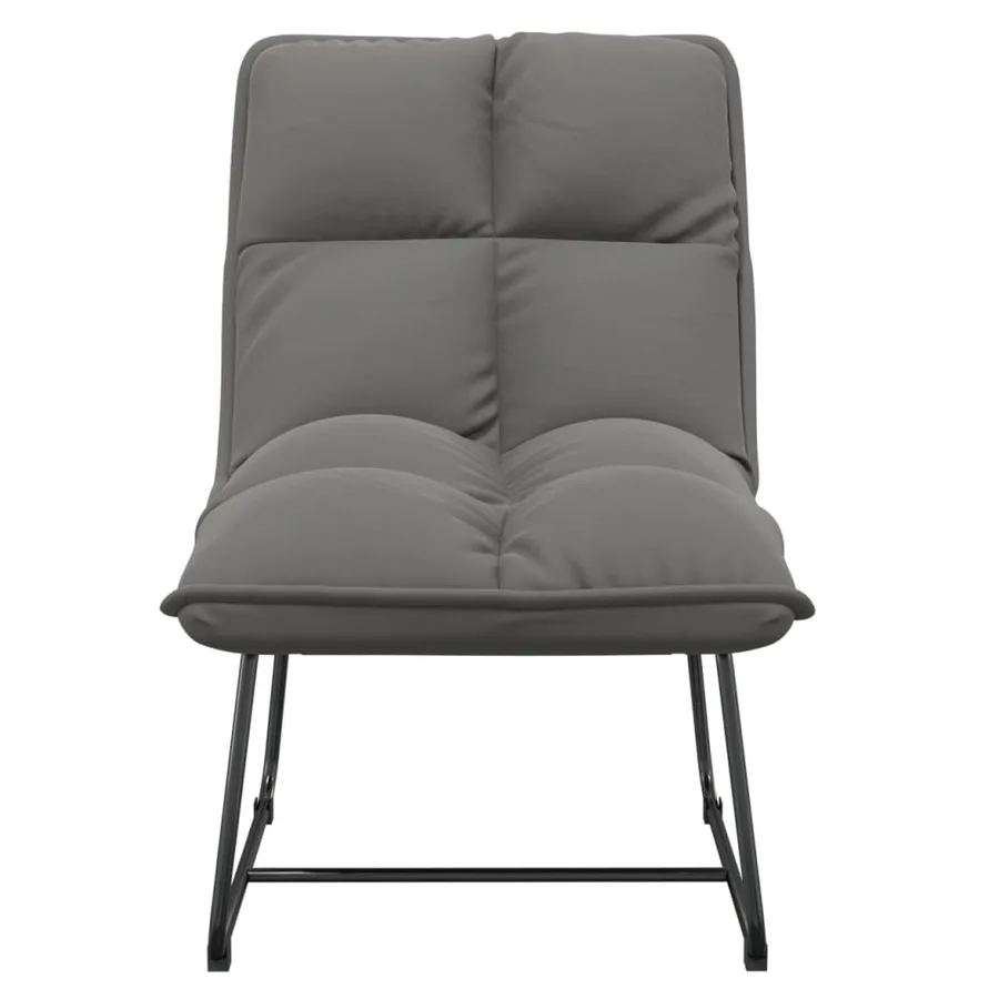 Chaise de détente avec cadre en métal Gris clair Velours - 3