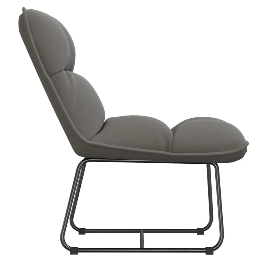 Chaise de détente avec cadre en métal Gris clair Velours - 4
