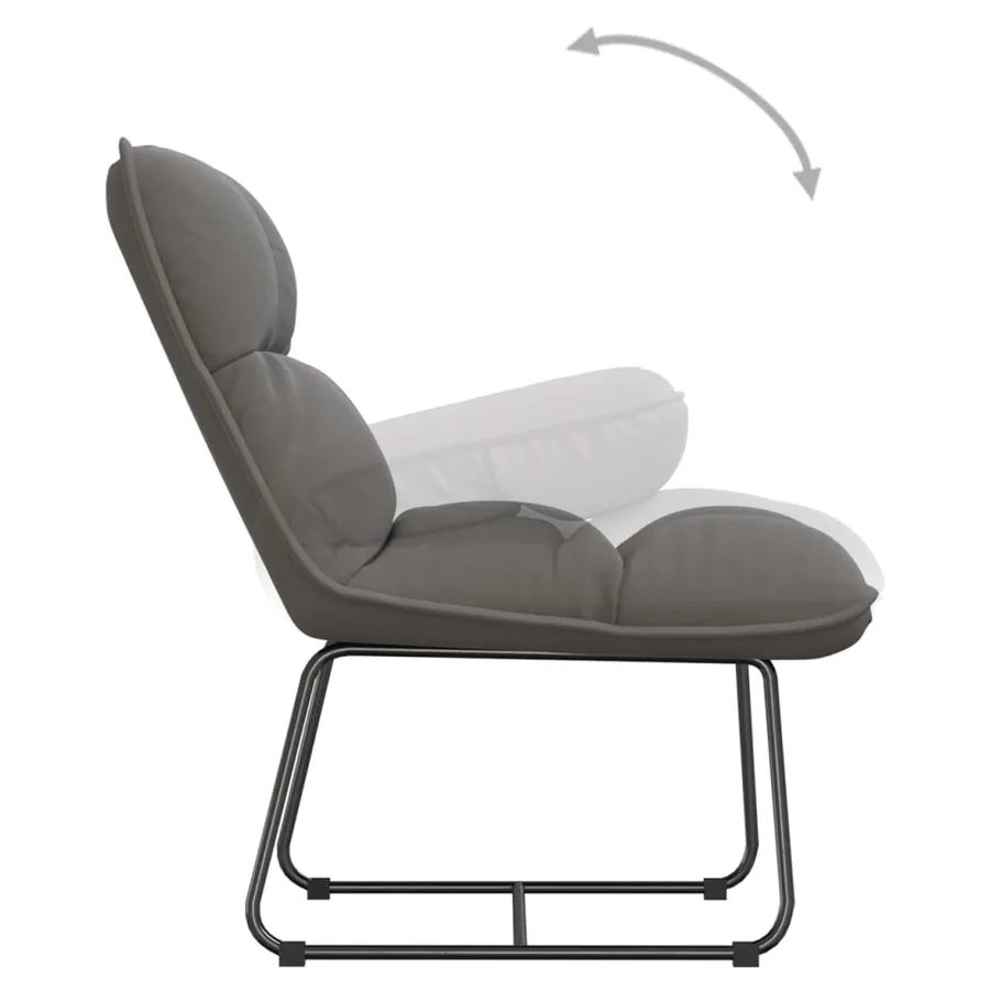 Chaise de détente avec cadre en métal Gris clair Velours - 9