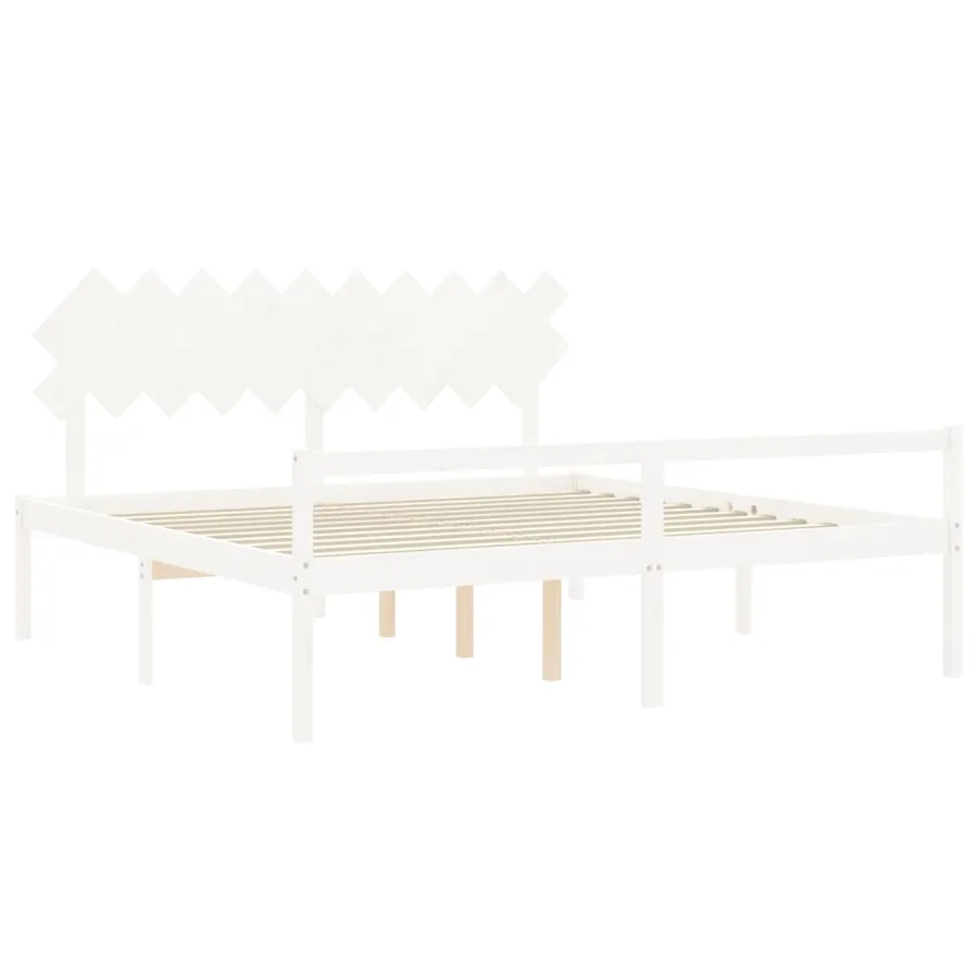 Lit pour personne âgée sans matelas blanc 200x200cm bois massif - 5