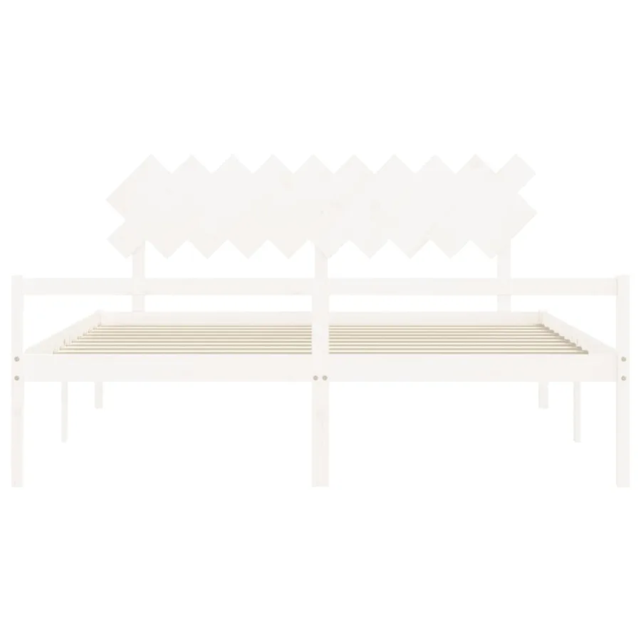 Lit pour personne âgée sans matelas blanc 200x200cm bois massif - 6