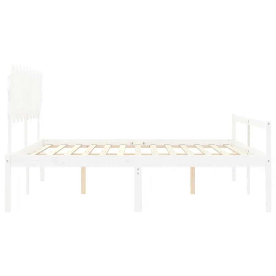 Lit pour personne âgée sans matelas blanc 200x200cm bois massif - 7