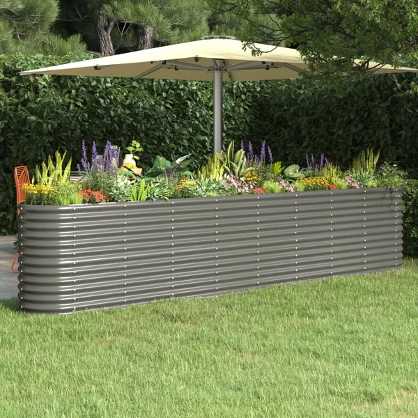 Lit surélevé de jardin Acier galvanisé 332x40x68 cm gris