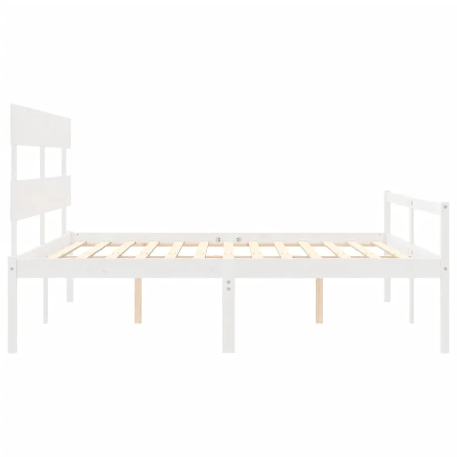 Lit pour personne âgée sans matelas blanc 200x200cm bois massif - 7