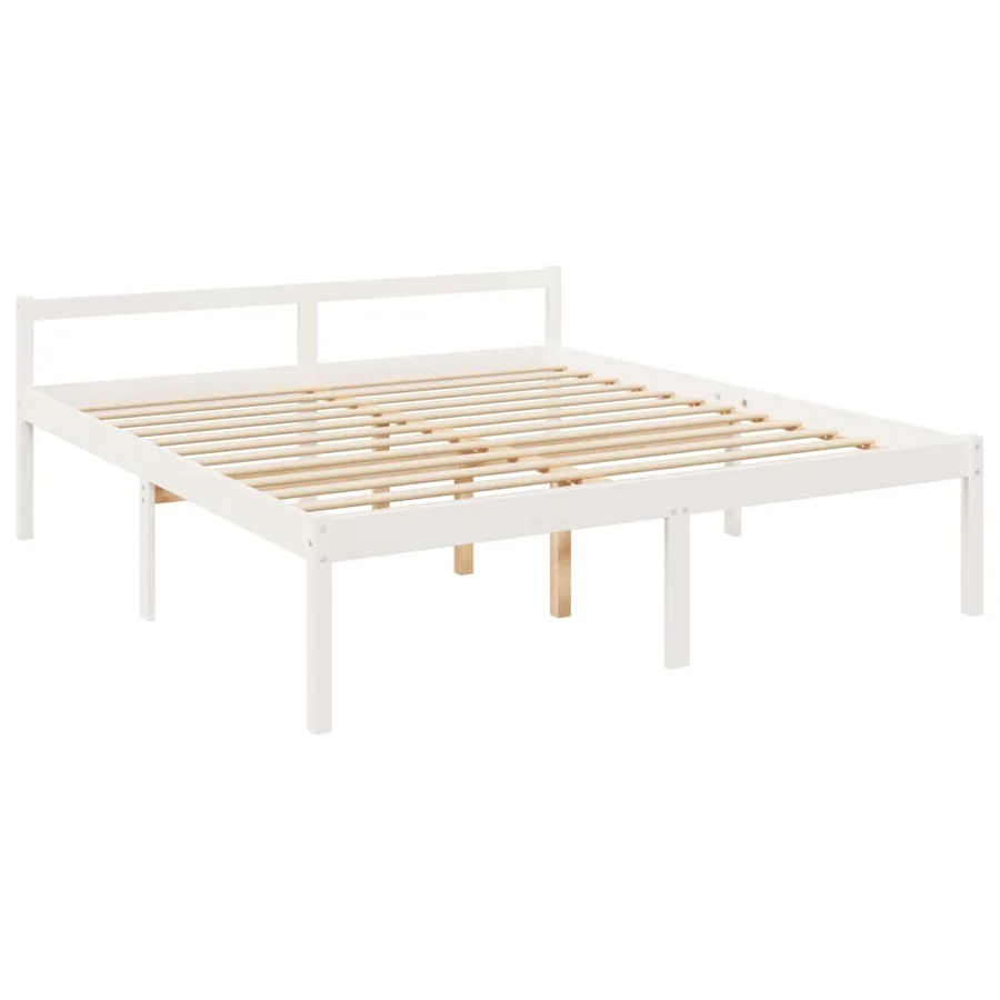 Lit pour personne âgée sans matelas blanc 200x200cm bois massif - 9