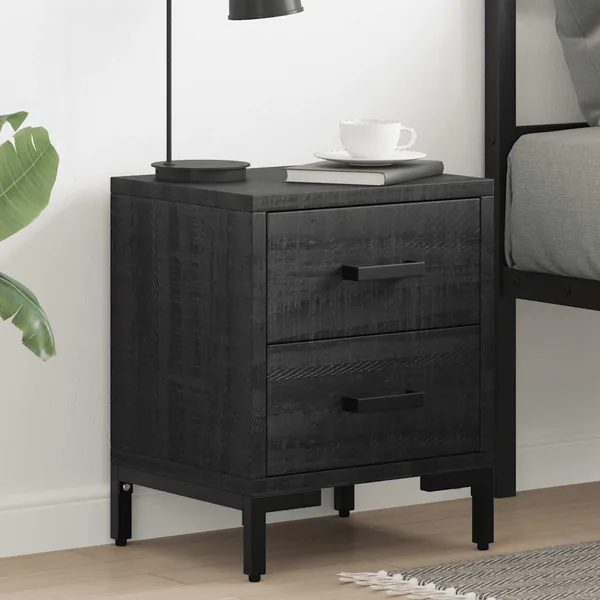 Table de chevet Noir 36x30x45 cm Bois de pin massif