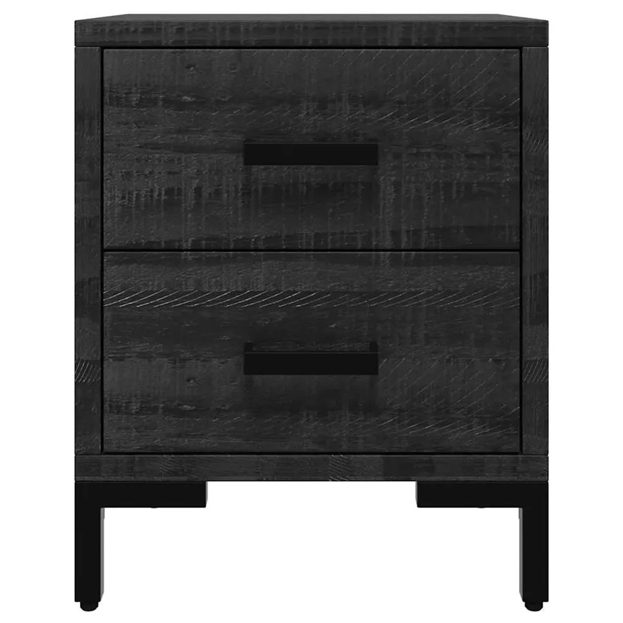 Table de chevet Noir 36x30x45 cm Bois de pin massif - 5