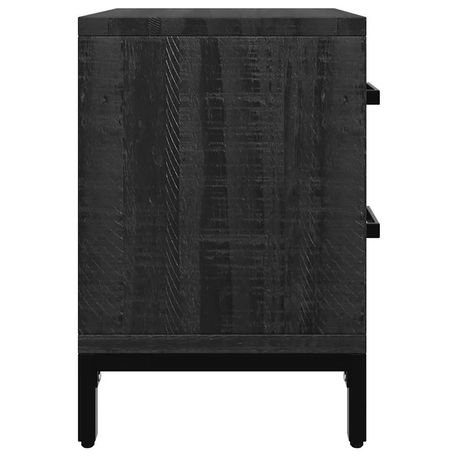 Table de chevet Noir 36x30x45 cm Bois de pin massif - 6