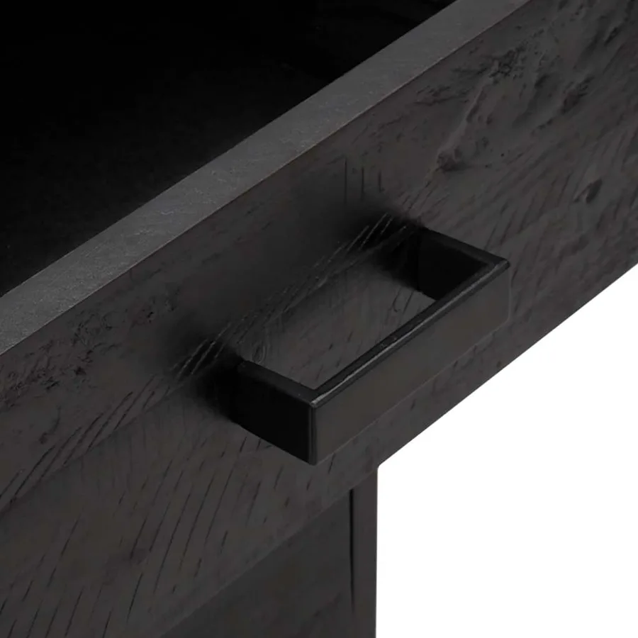 Table de chevet Noir 36x30x45 cm Bois de pin massif - 8