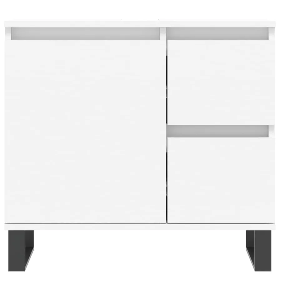 Ensemble de meubles salle de bain 3 pcs blanc bois d'ingénierie - 10