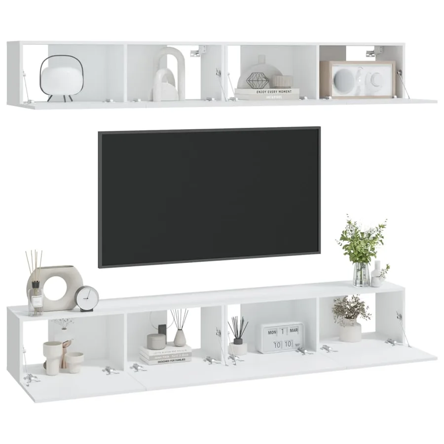 Meubles TV muraux 4 pcs blanc 100x30x30 cm - 3
