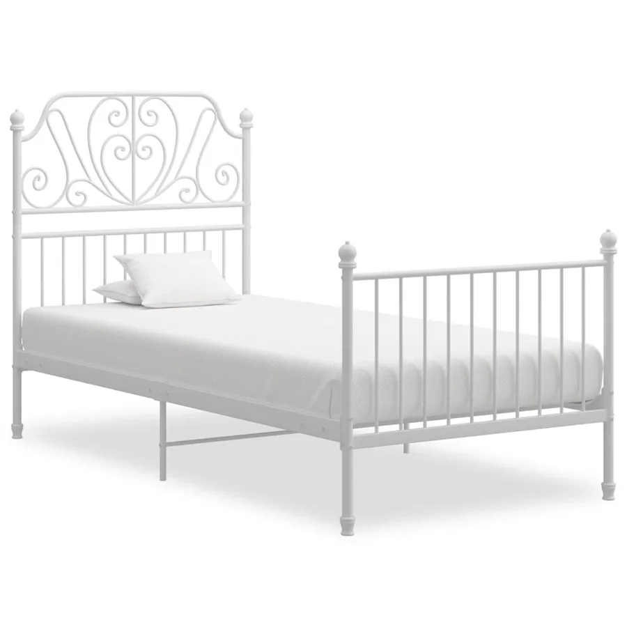 Cadre de lit sans matelas blanc métal 100x200 cm