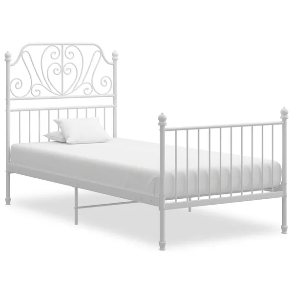 Cadre de lit sans matelas blanc métal 100x200 cm