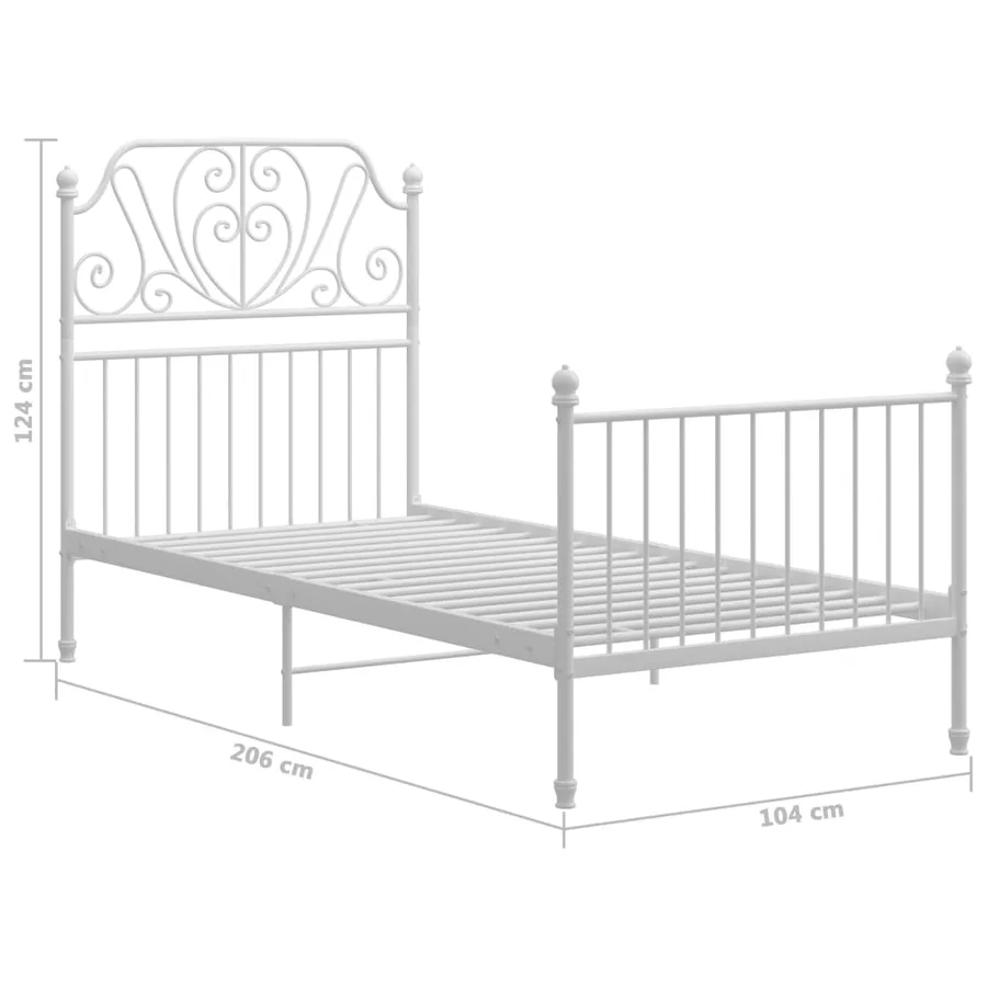 Cadre de lit sans matelas blanc métal 100x200 cm - 6
