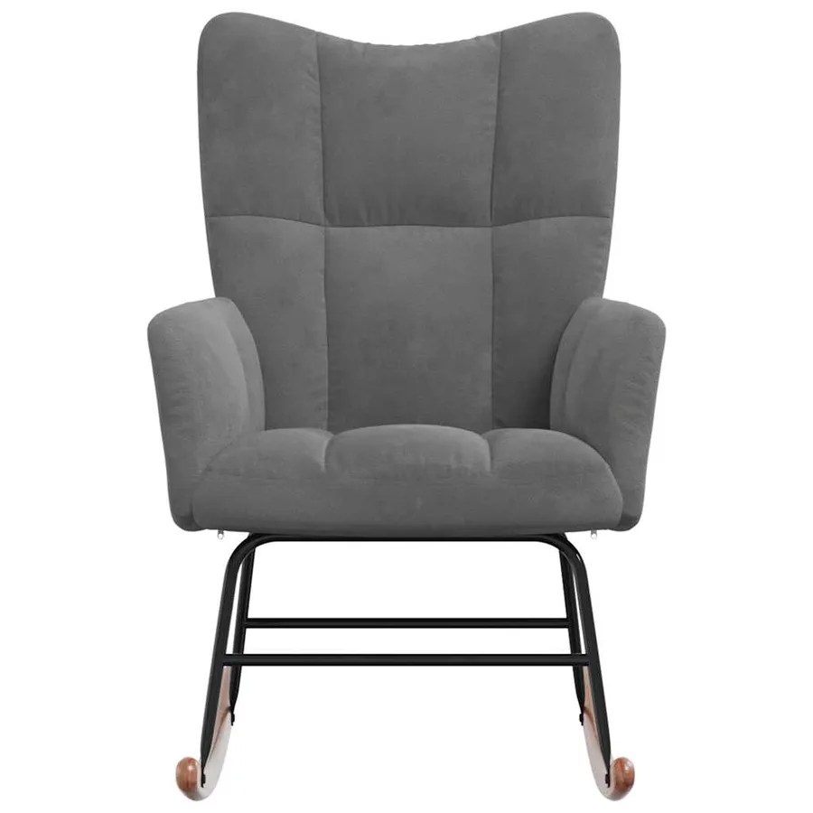 Chaise à bascule Gris foncé Velours - 4