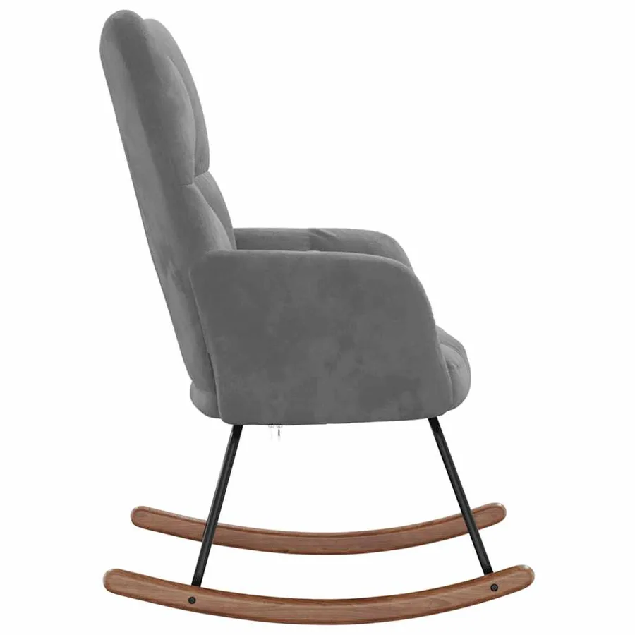 Chaise à bascule Gris foncé Velours - 5