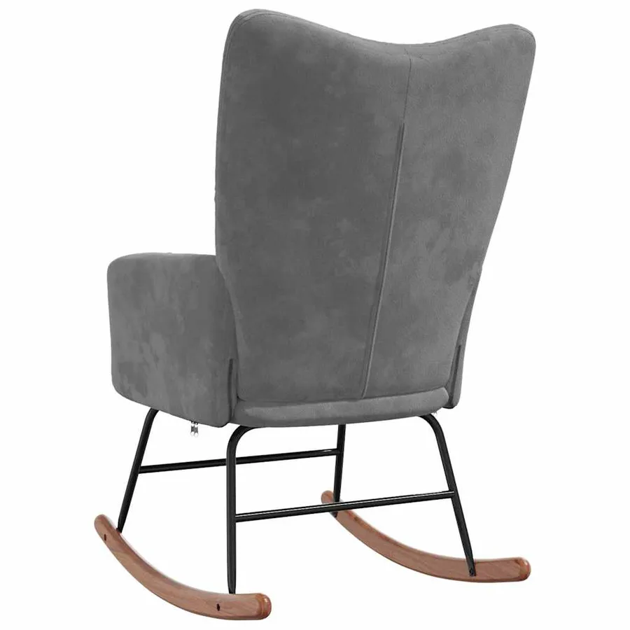 Chaise à bascule Gris foncé Velours - 6