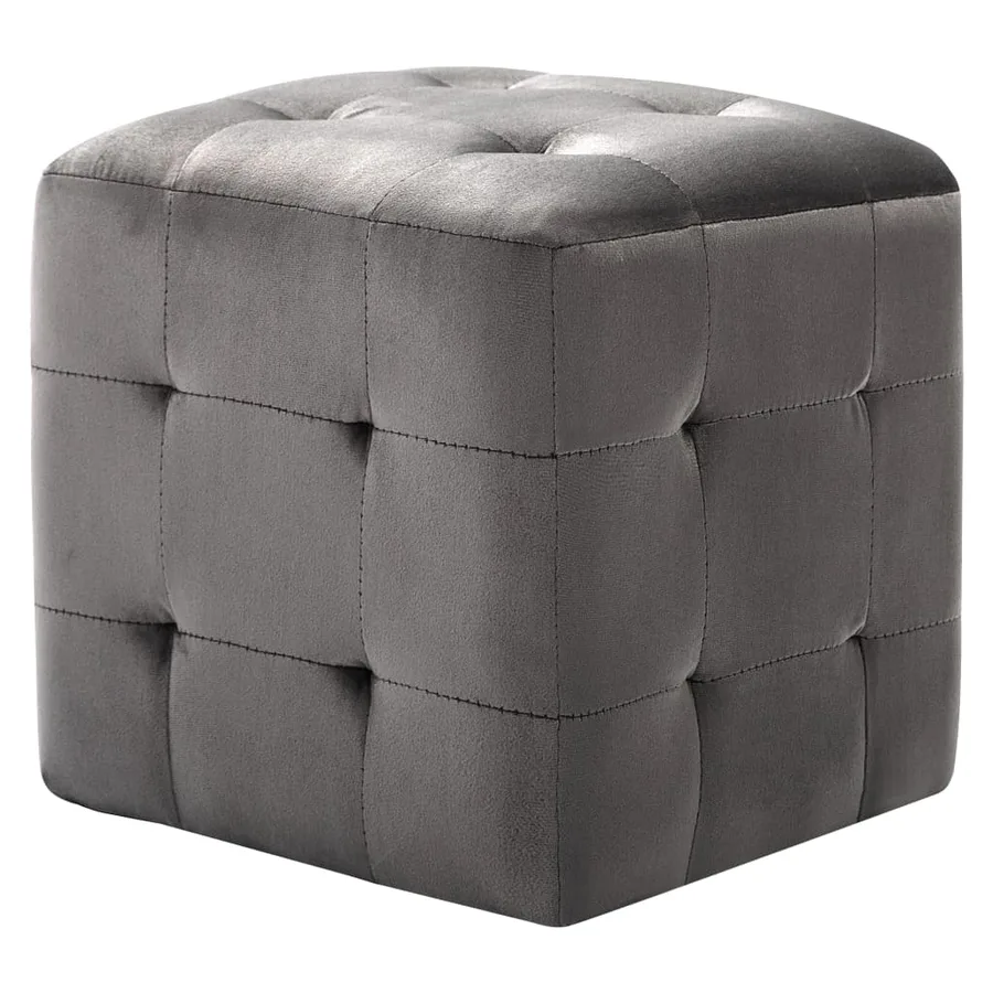 2 pcs Poufs Gris 30 x 30 x 30 cm Tissu velours - 2