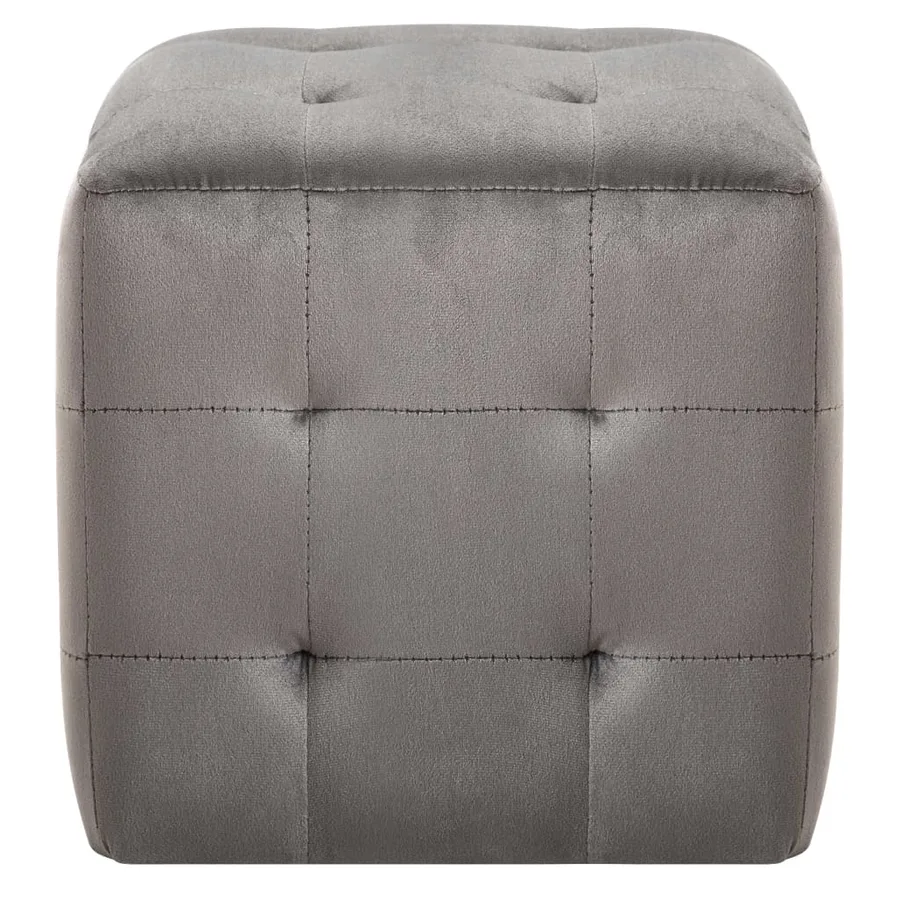 2 pcs Poufs Gris 30 x 30 x 30 cm Tissu velours - 3