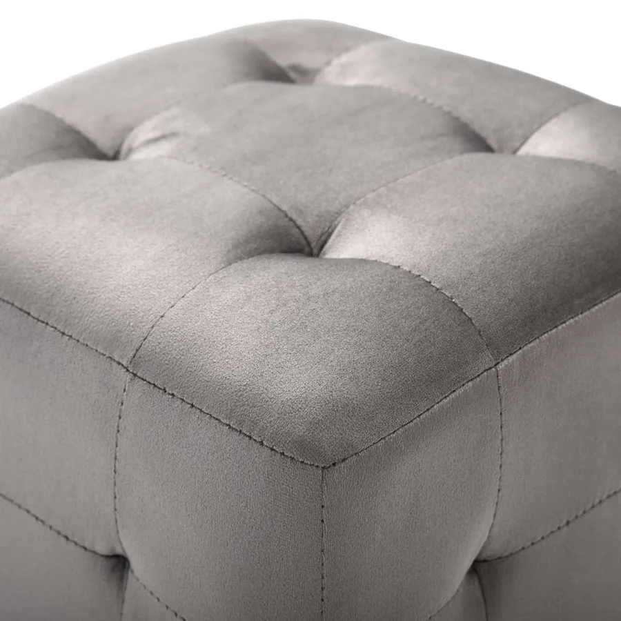 2 pcs Poufs Gris 30 x 30 x 30 cm Tissu velours - 4