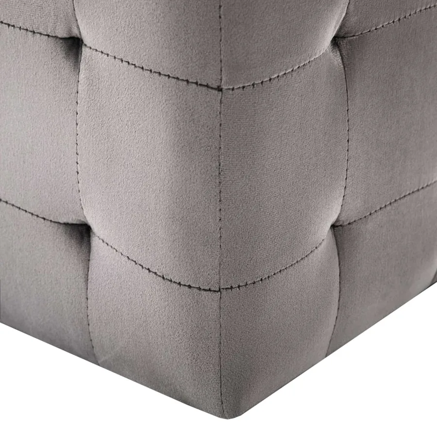 2 pcs Poufs Gris 30 x 30 x 30 cm Tissu velours - 5