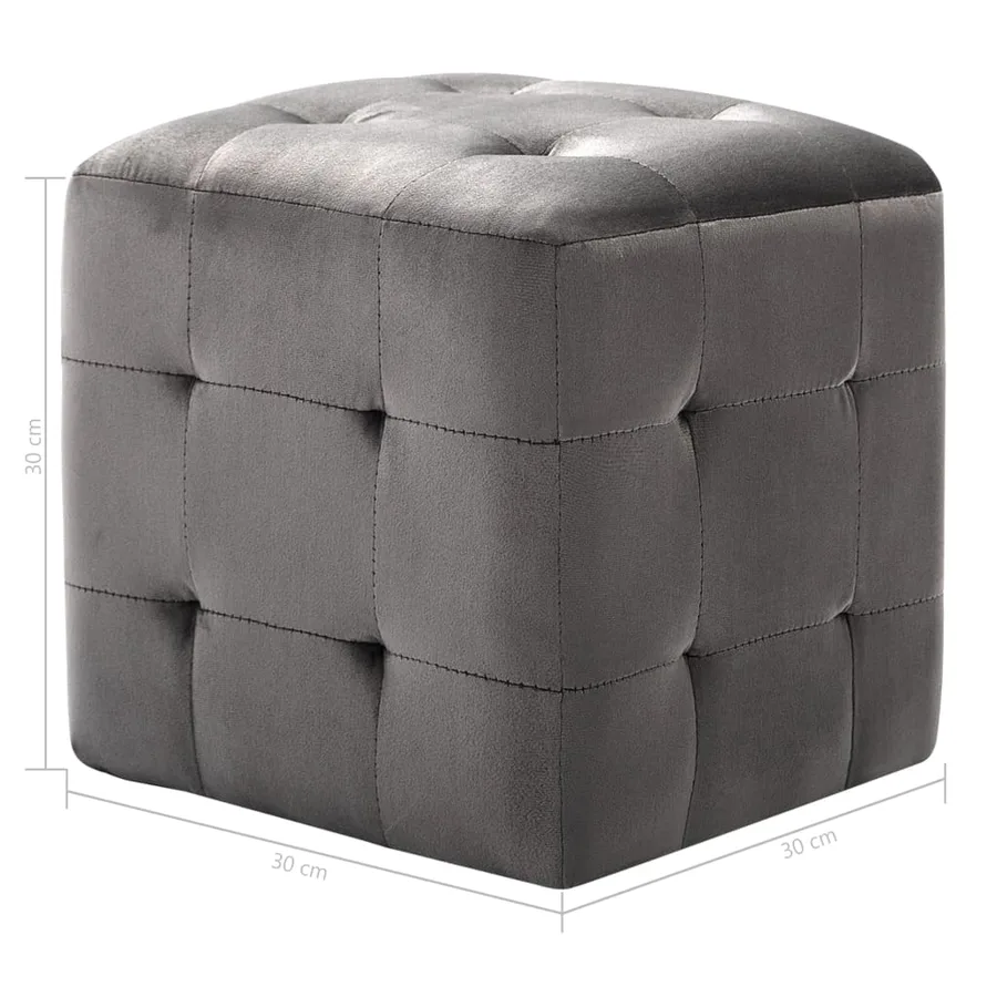 2 pcs Poufs Gris 30 x 30 x 30 cm Tissu velours - 6