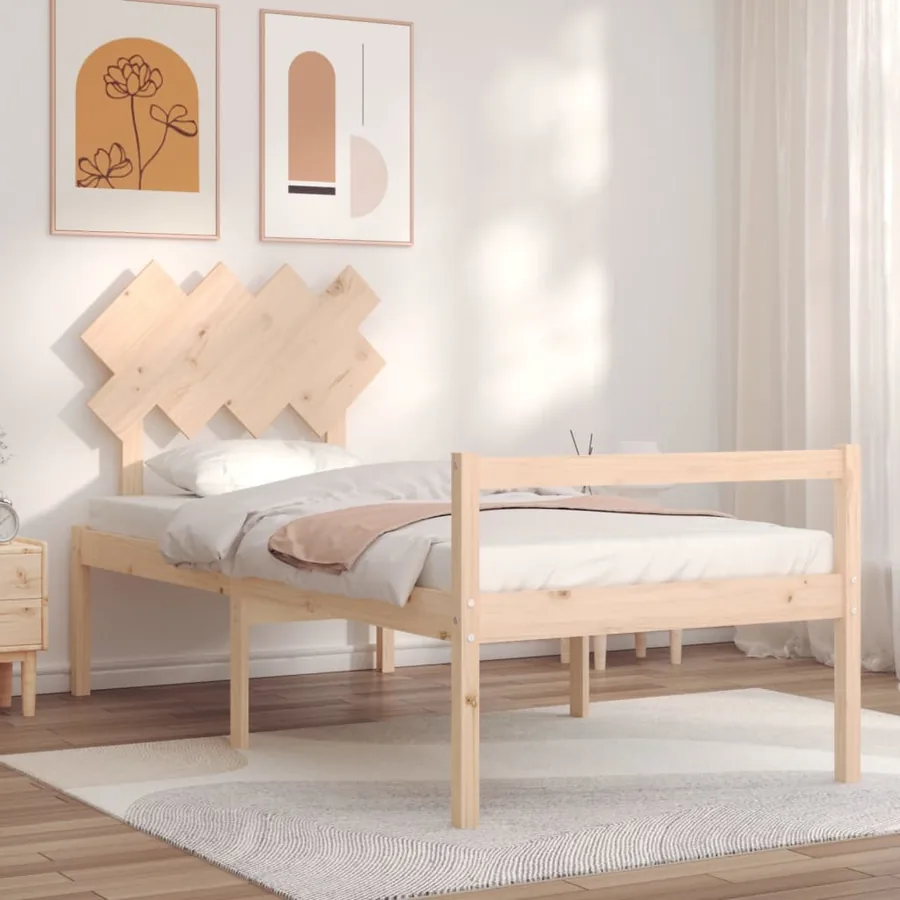 Lit pour personne âgée et tête de lit 90x200 cm bois massif