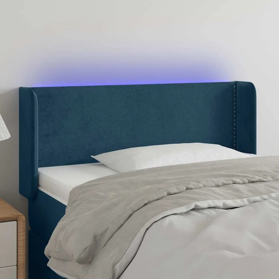 Tête de lit à LED Bleu foncé 103x16x78/88 cm Velours