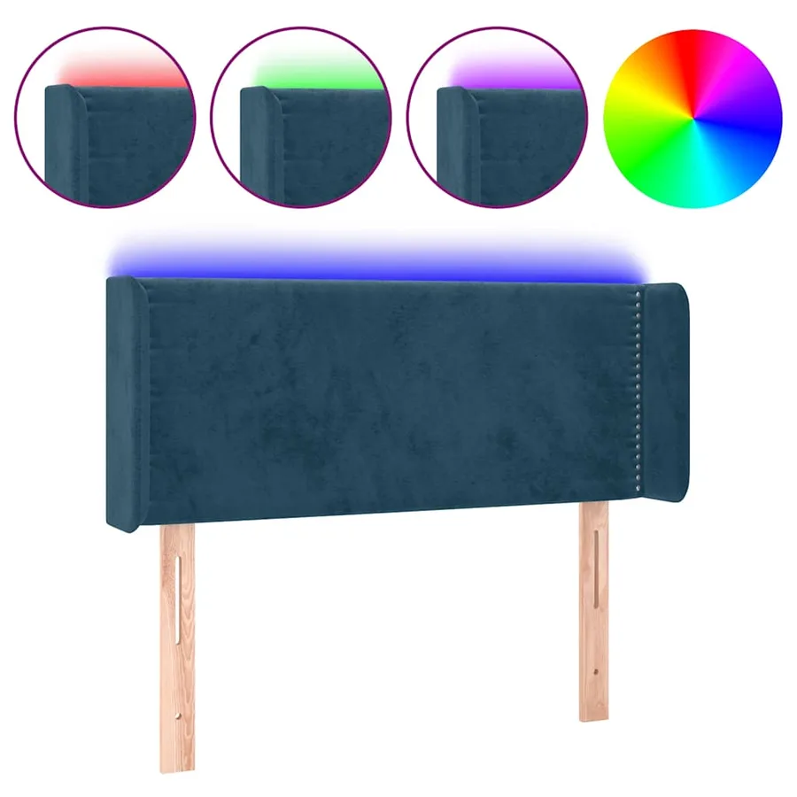 Tête de lit à LED Bleu foncé 103x16x78/88 cm Velours - 2