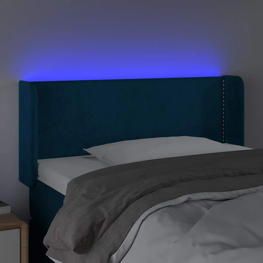 Tête de lit à LED Bleu foncé 103x16x78/88 cm Velours - 4