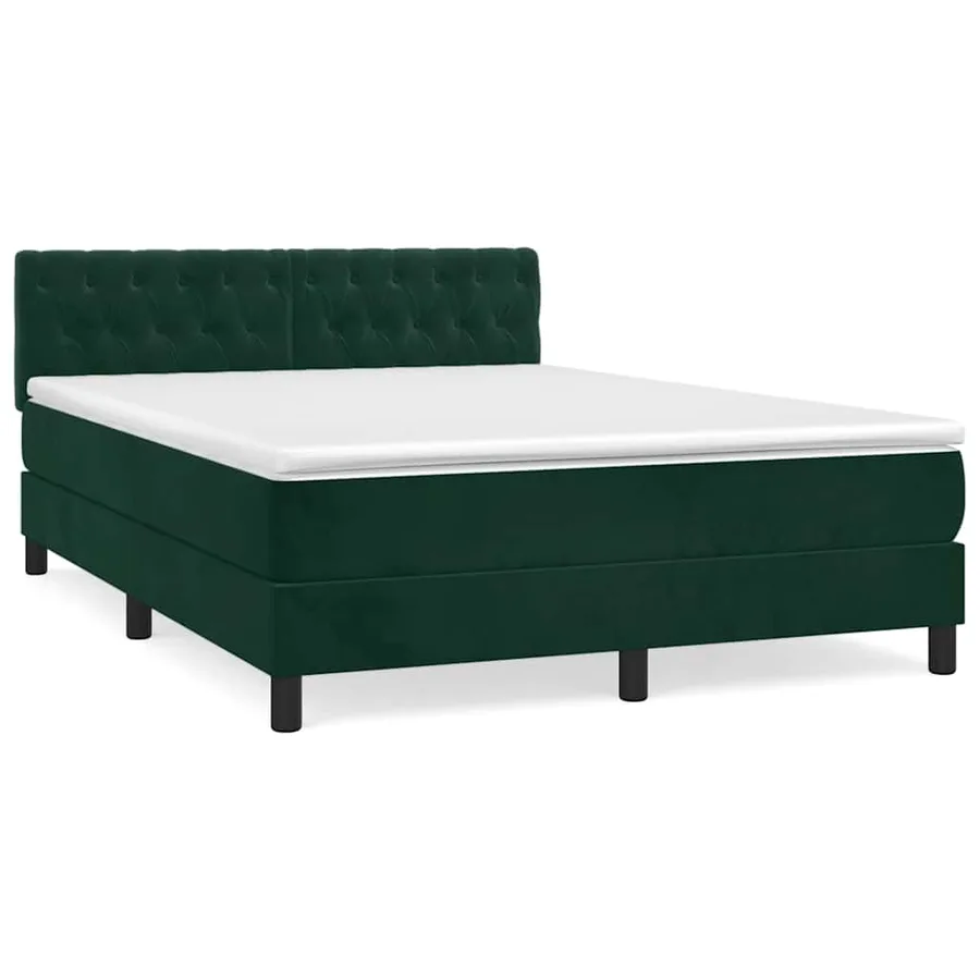 Sommier à lattes de lit et matelas Vert foncé 140x190cm Velours - 2