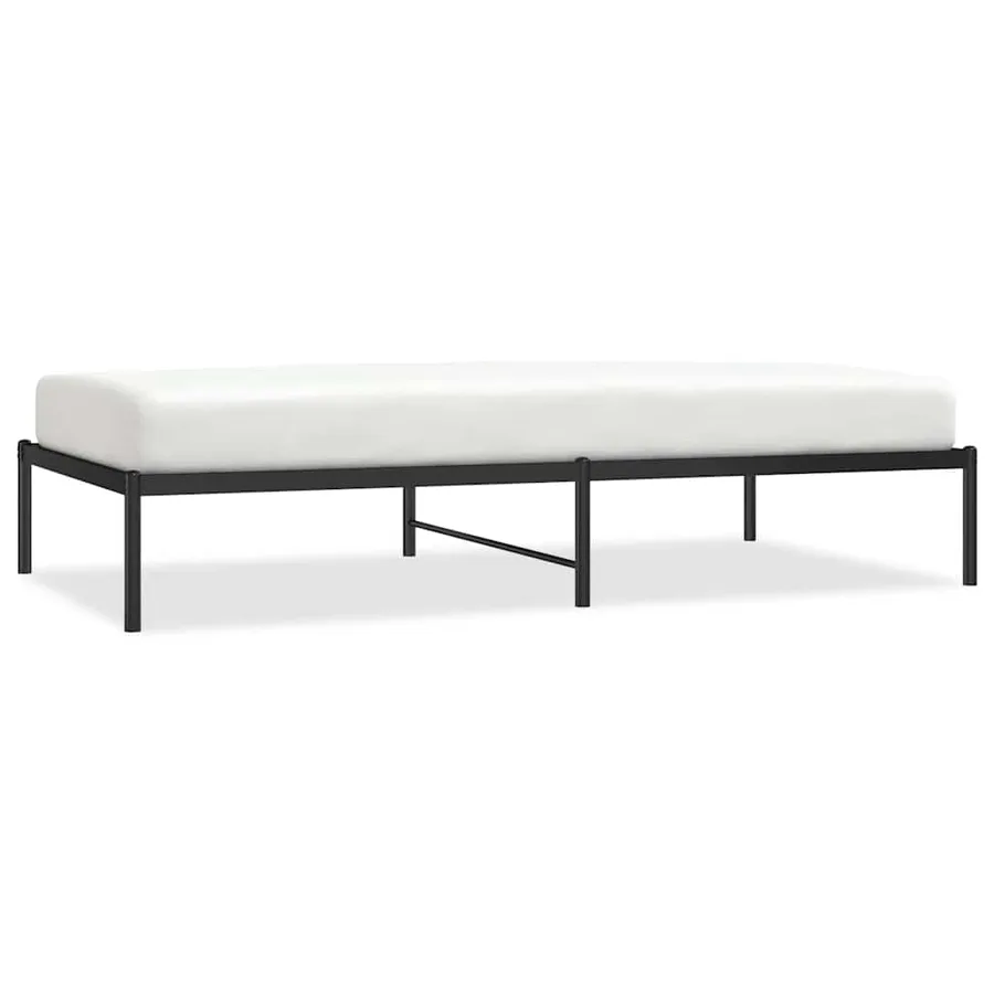 Cadre de lit métal sans matelas noir 100x190 cm - 2