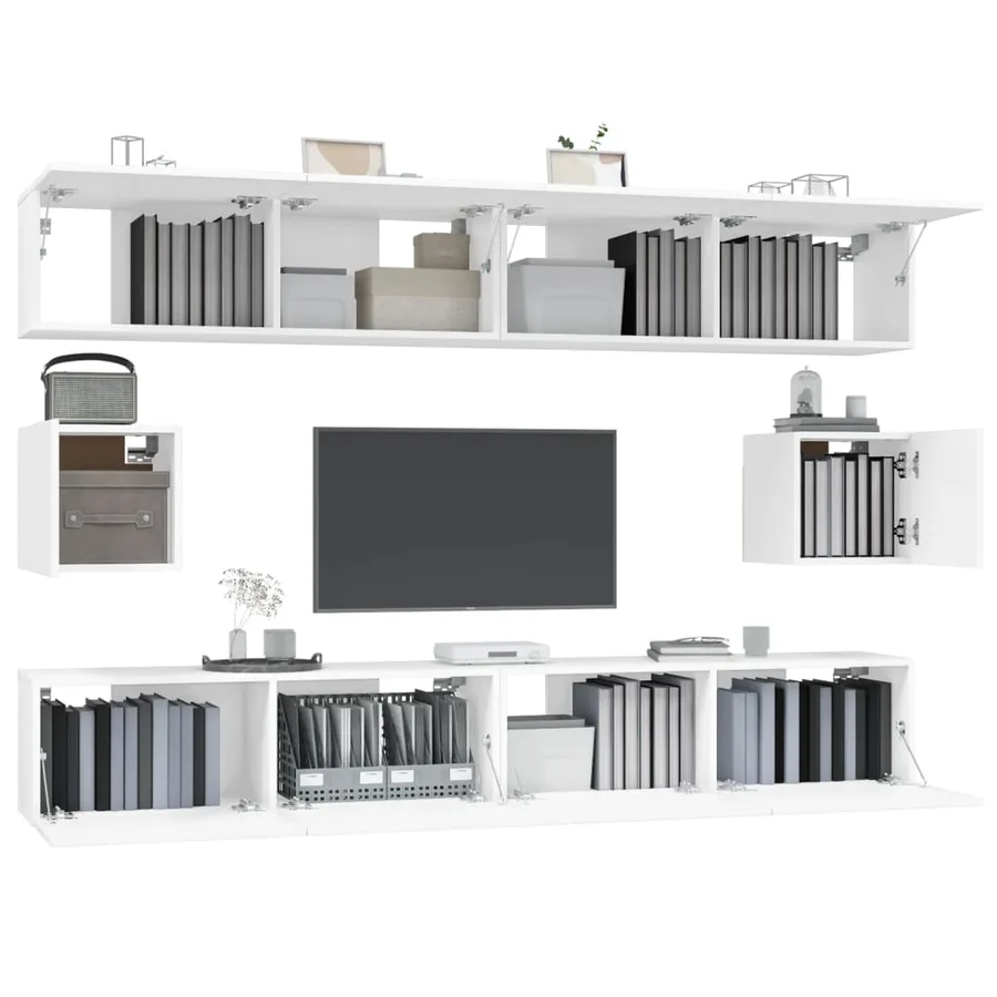 Ensemble de meubles TV 6 pcs Blanc Bois d'ingénierie - 4