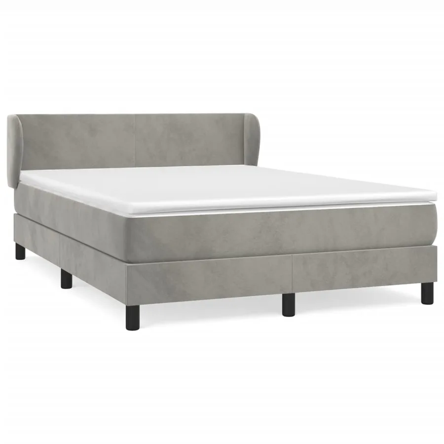 Sommier à lattes de lit et matelas Gris clair 140x190cm Velours - 2