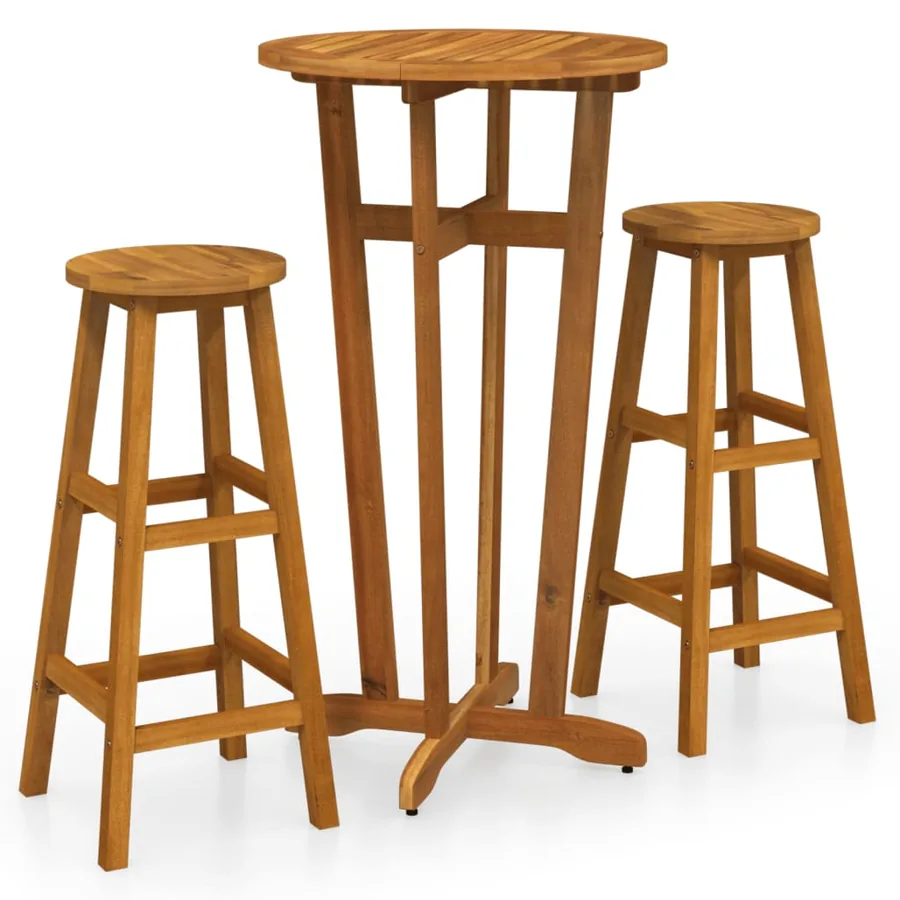 Ensemble de bar 3 pcs Bois d'acacia solide - 2