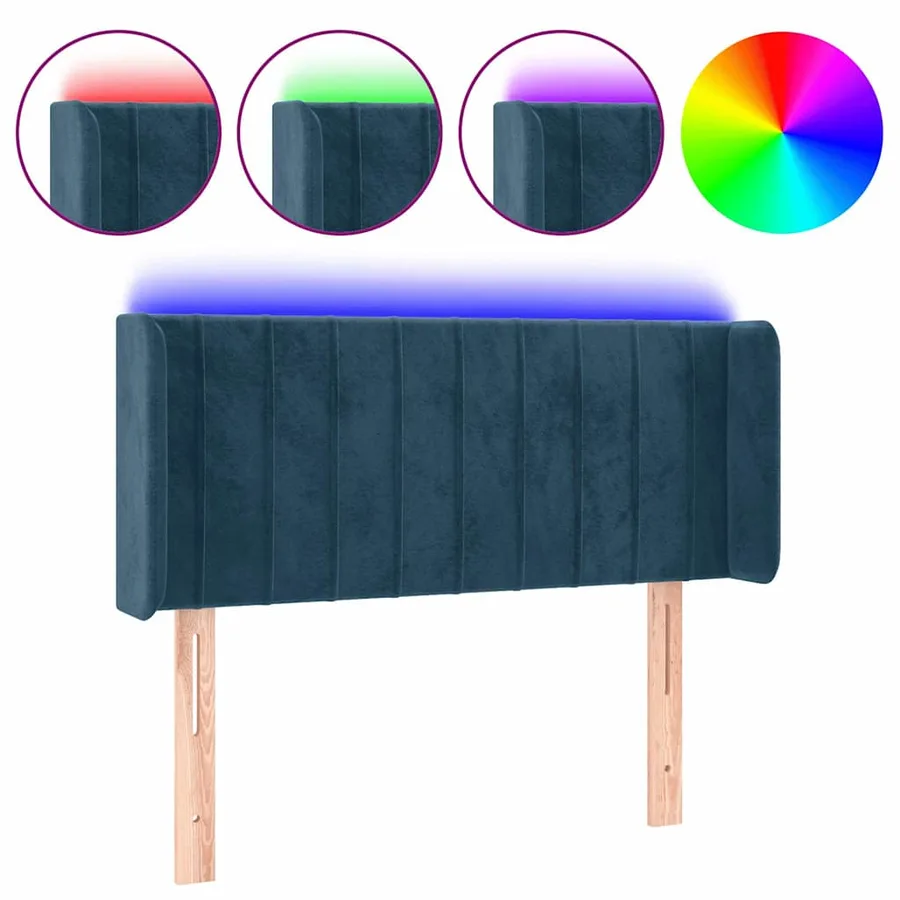 Tête de lit à LED Bleu foncé 93x16x78/88 cm Velours - 2