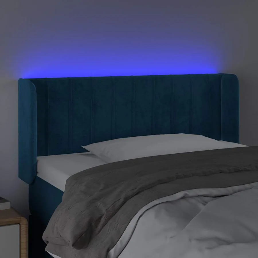 Tête de lit à LED Bleu foncé 93x16x78/88 cm Velours - 4