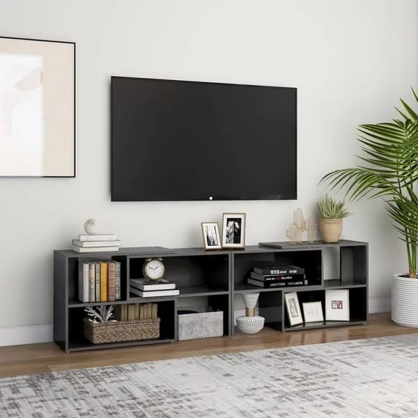 Meuble TV Gris brillant 149x30x52 cm Bois d'ingénierie