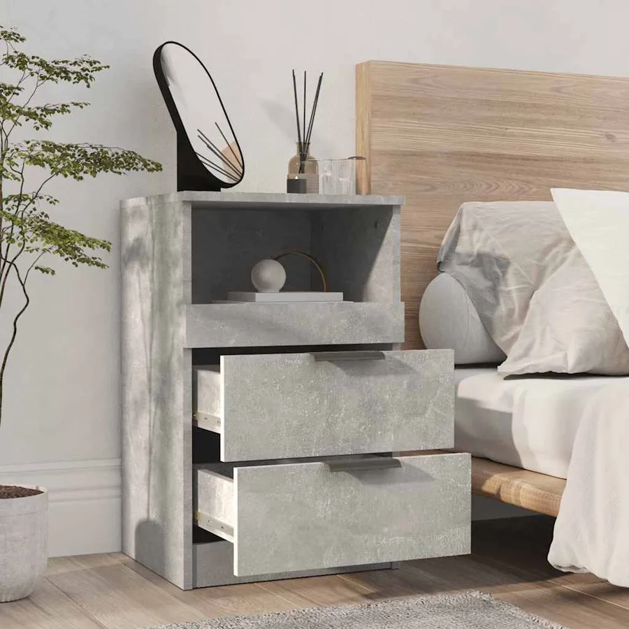 Table de chevet Gris béton Bois d'ingénierie - 3